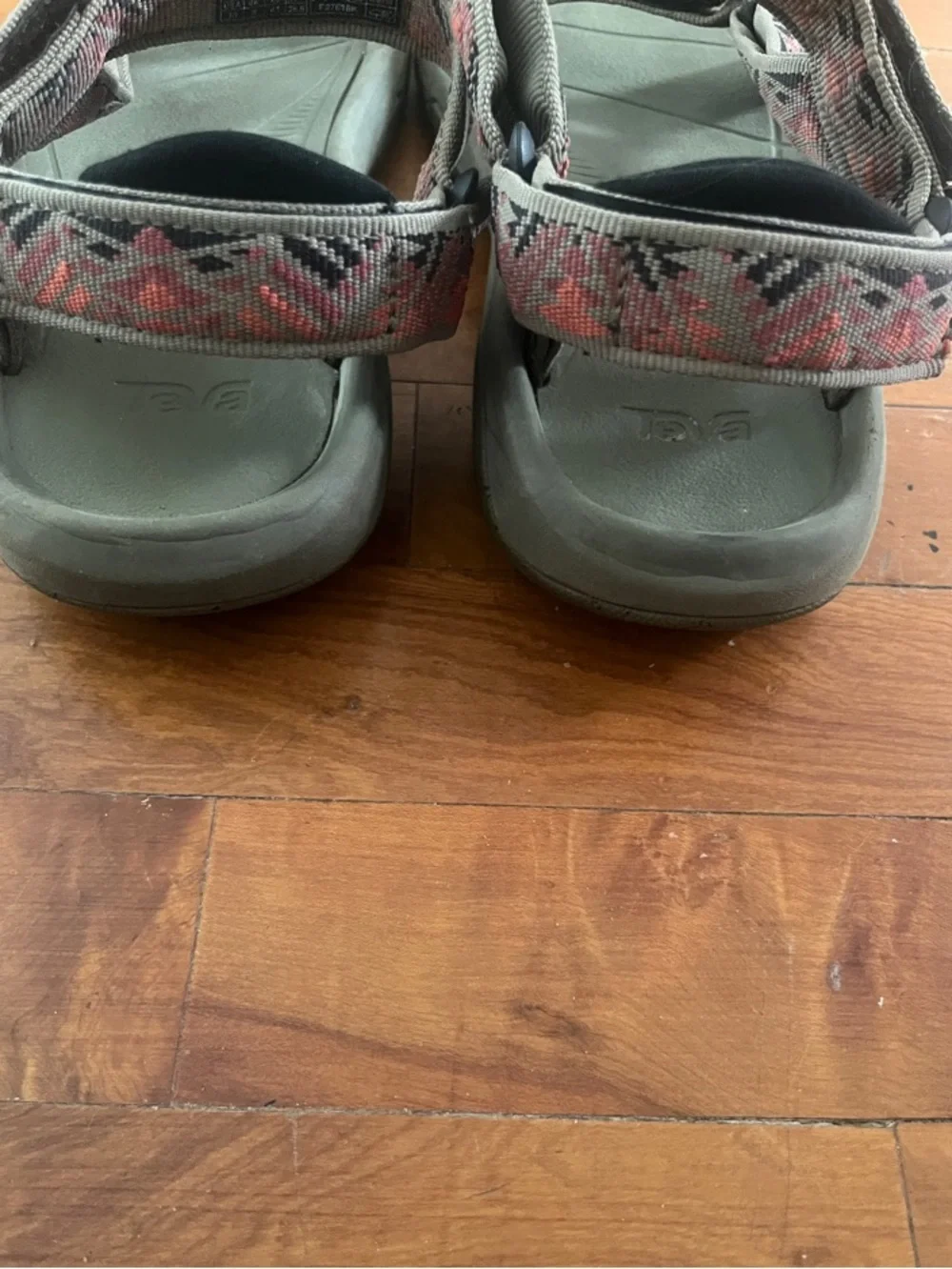 Teva Olive Green Sandals with Pink Patterned Straps